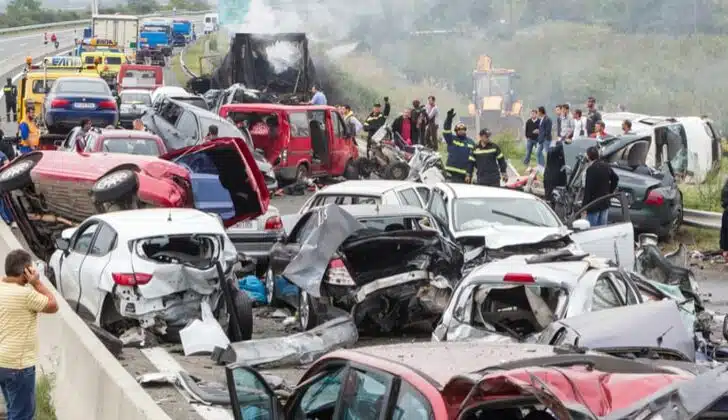 a major pileup car crash on a Florida highway