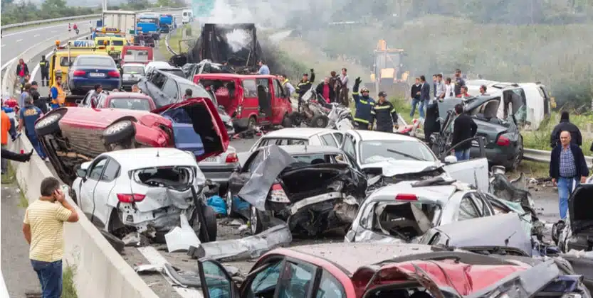 a major pileup car crash on a Florida highway