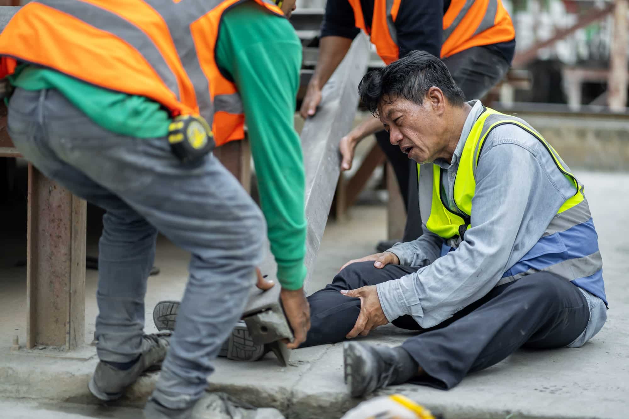 An engineer has an accident where steel falls on his leg at work