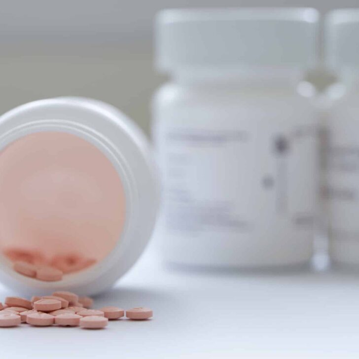 Prescription medicine in white bottle