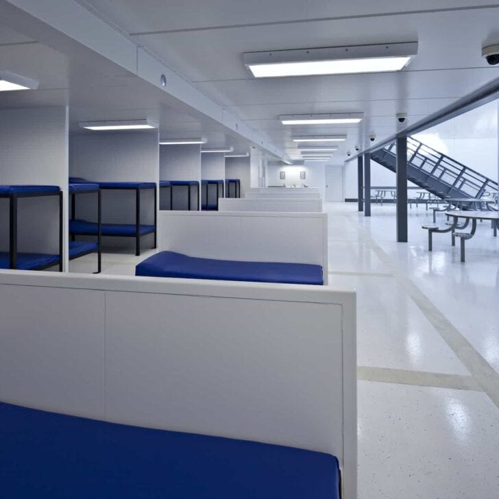 53736,Beds in minimum security jail corridor