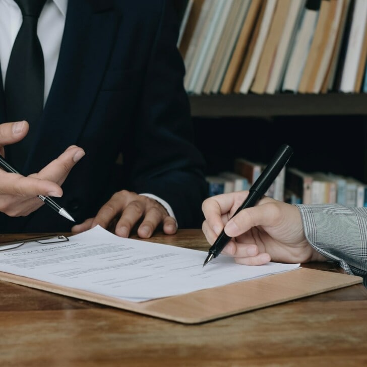 Group of business people and lawyers discussing contract papers ,Consultation between a male lawyer