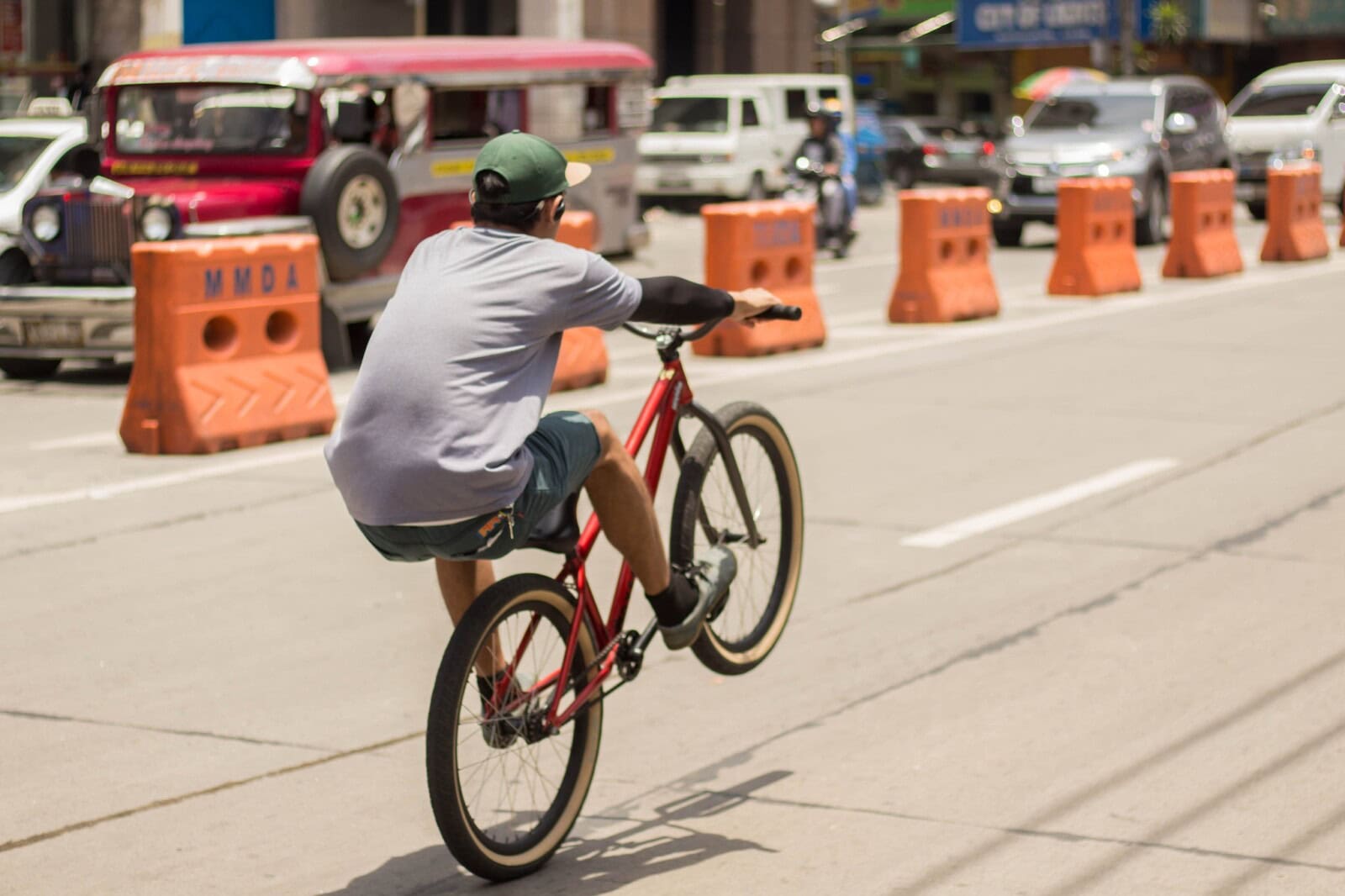 riding bicycle wrong way in the street