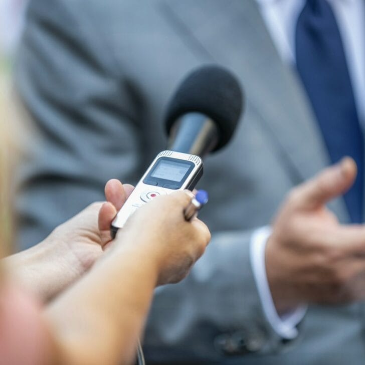 Media Interview. Journalists Interviewing Politician or Business