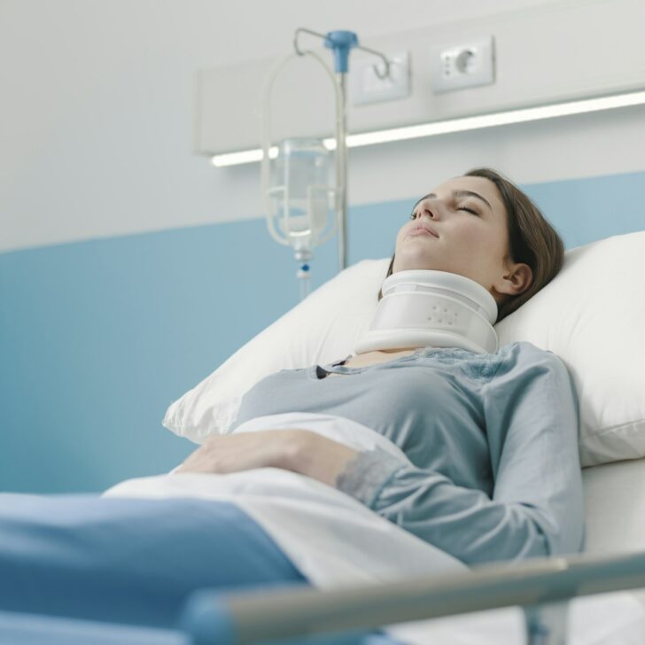 Young patient in hospital after a serious accident