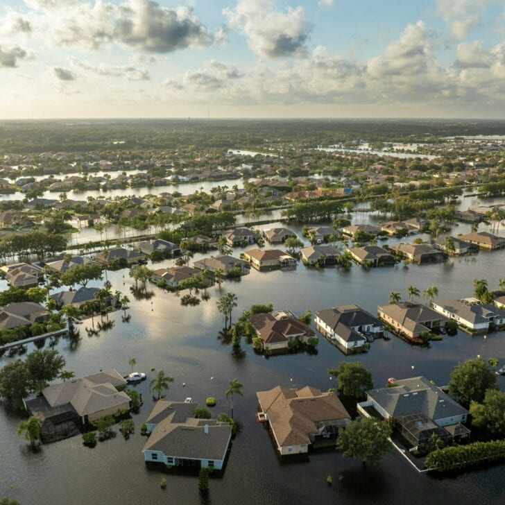 Flooding in Florida caused by tropical storm from hurricane Debby.