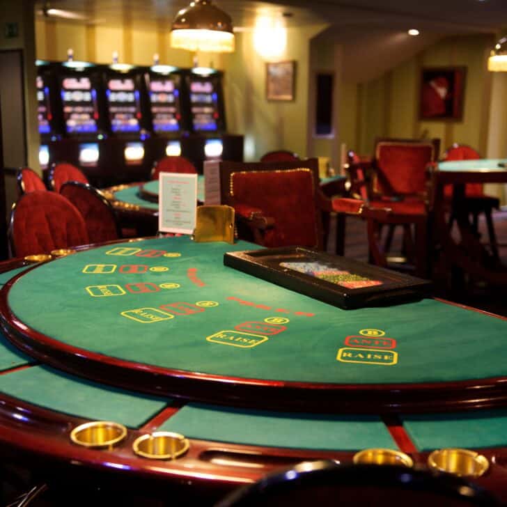 An empty blackjack table in a casino