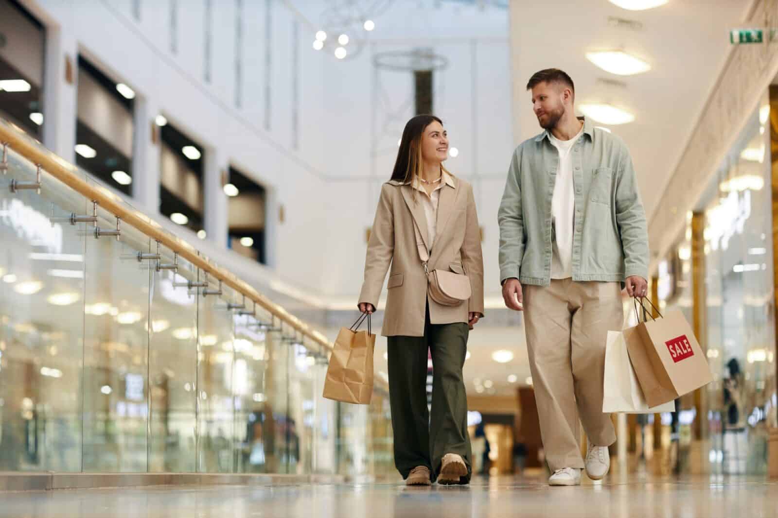 Couple Walking in Shopping Mall